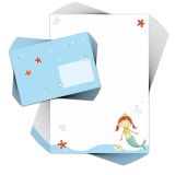 Briefpapier-Set für Kinder MEERJUNGFRAU 20 Blatt DIN A4 mit Linien inkl. 20 bedruckten Umschlägen